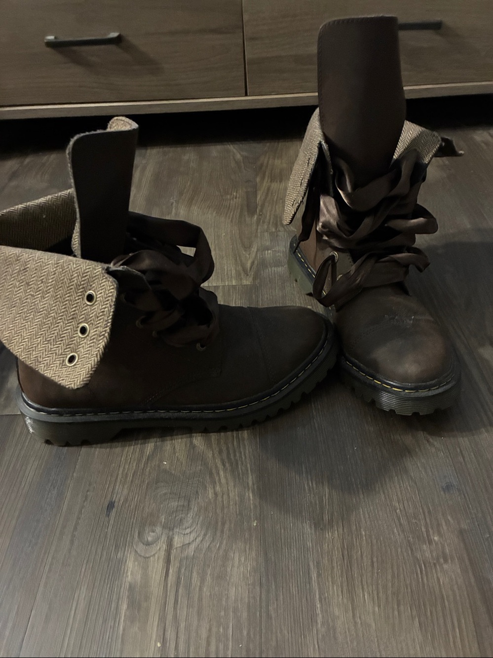 Dr. Martens Brown Platform Lace-Up Boots with Ribbon Laces - Picture 2 of 5